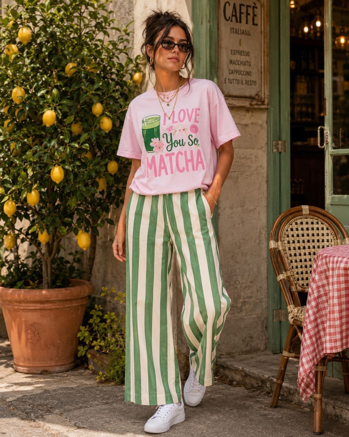 GREEN STRIPE PANTS