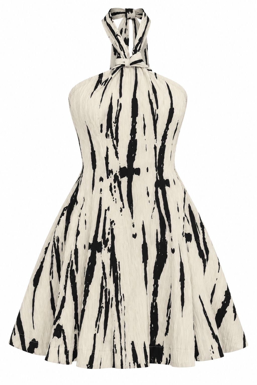 BLACK & WHITE TIE-NECK DRESS