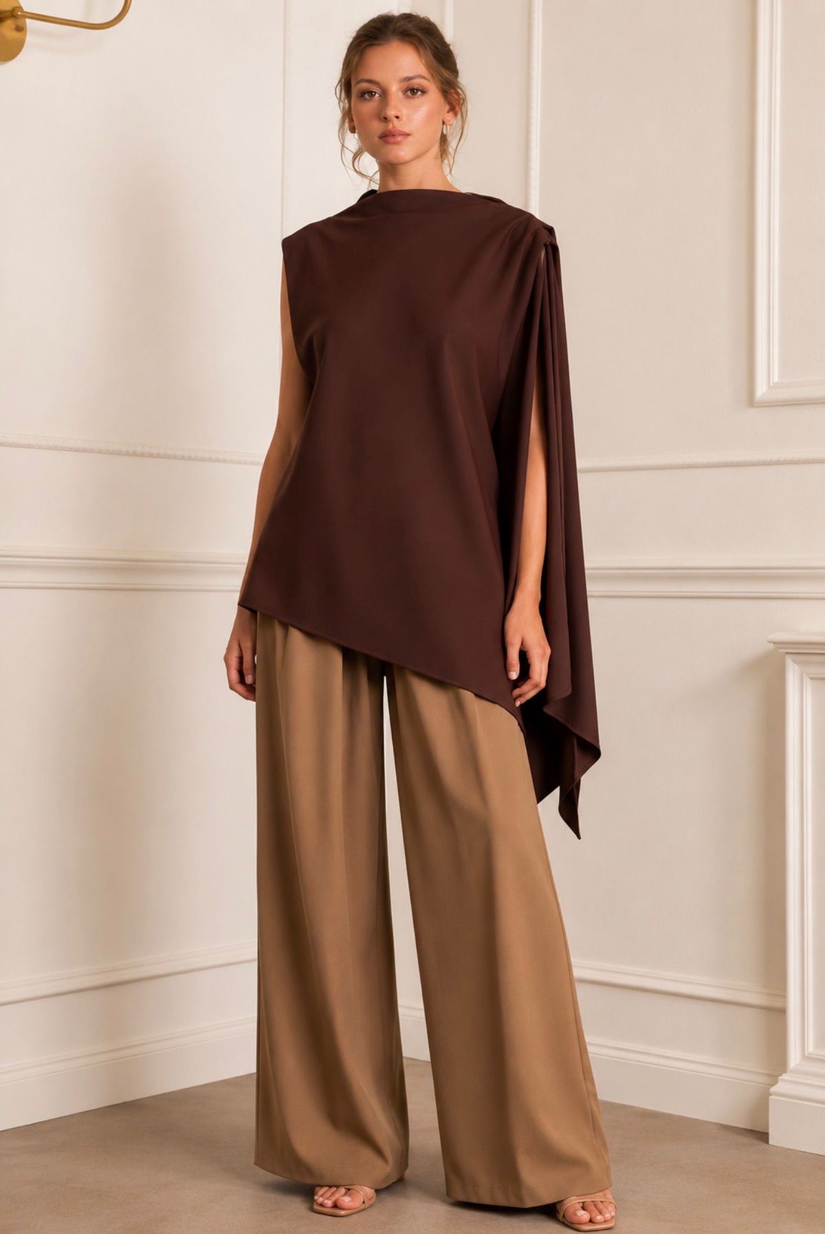 SATIN CAPE BLOUSE