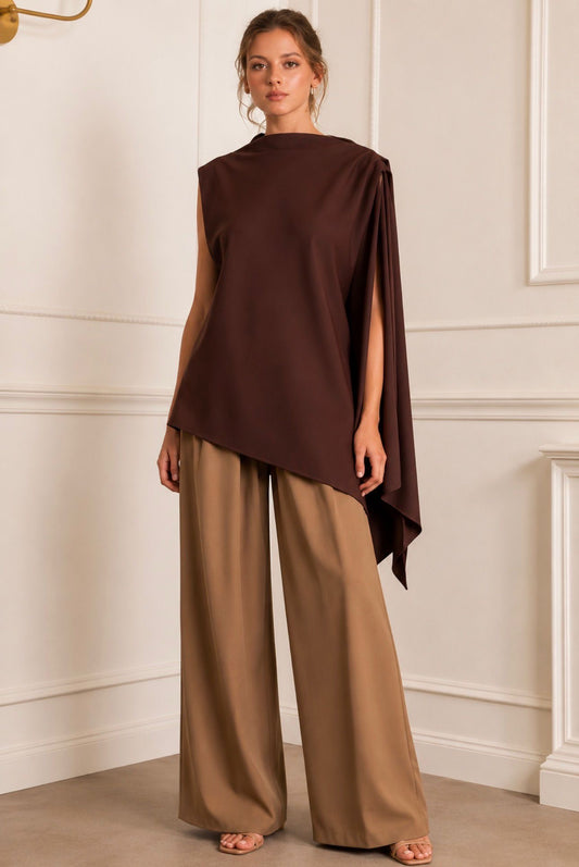 SATIN CAPE BLOUSE