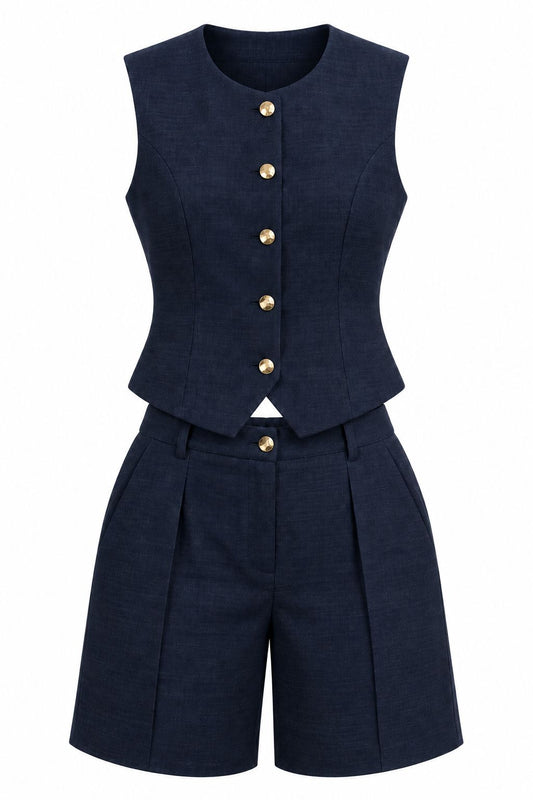 NAVY GOLD BUTTON SET