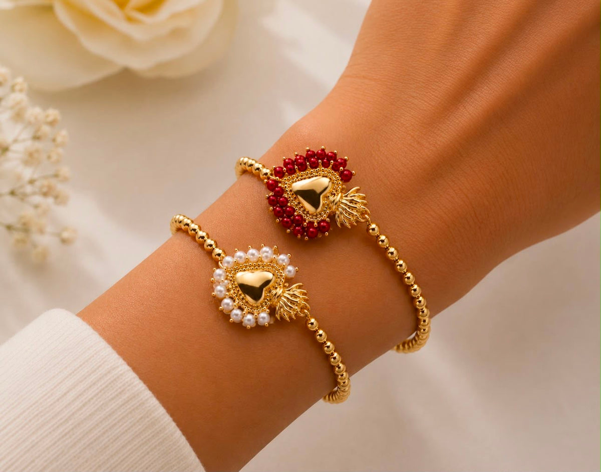 GOLDEN HEART BEADED BRACELET