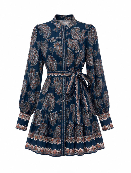 NAVY PAISLEY DRESS