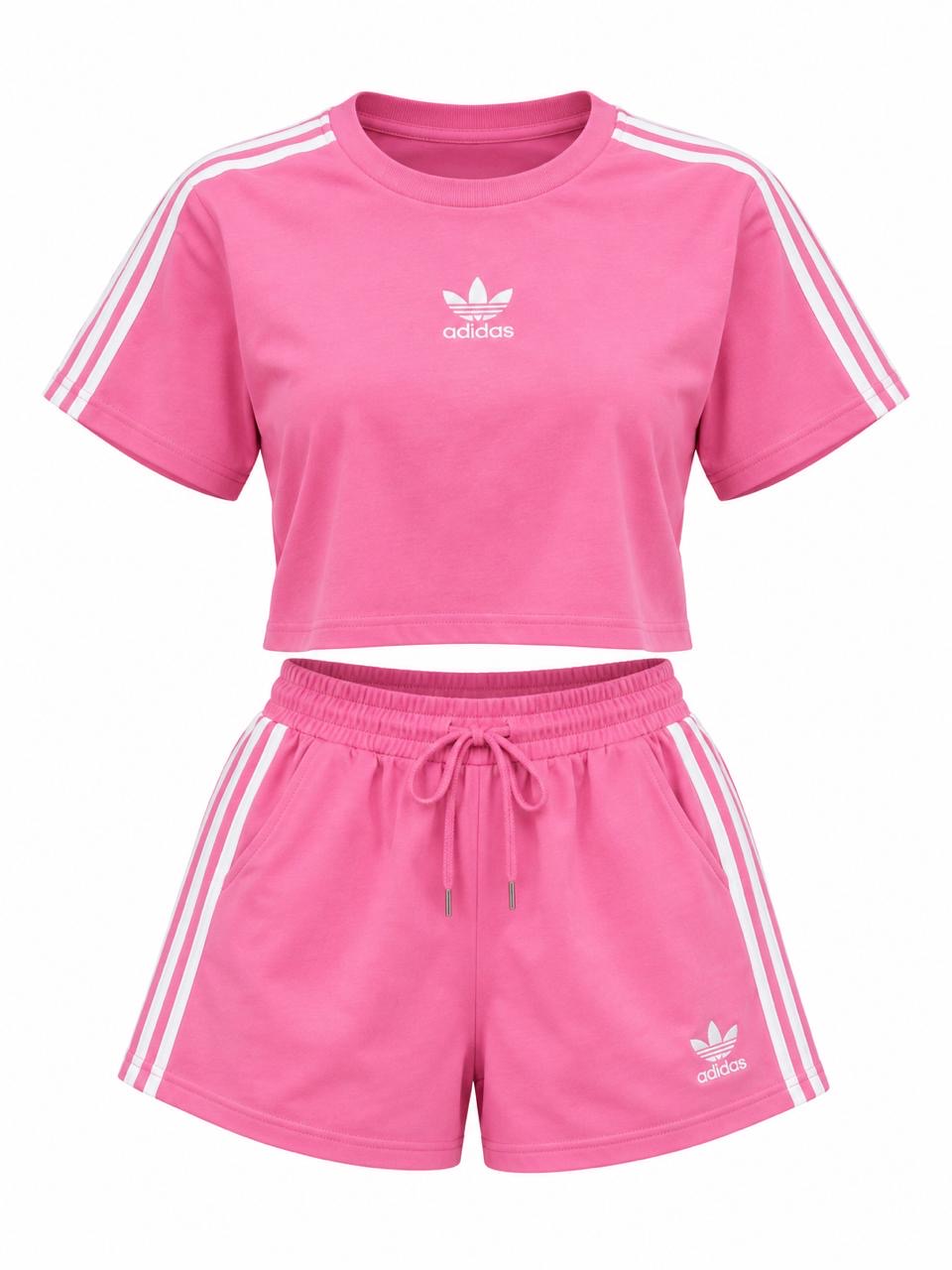 PINK CROP TOP & SHORTS SET INSPO ADIDAS