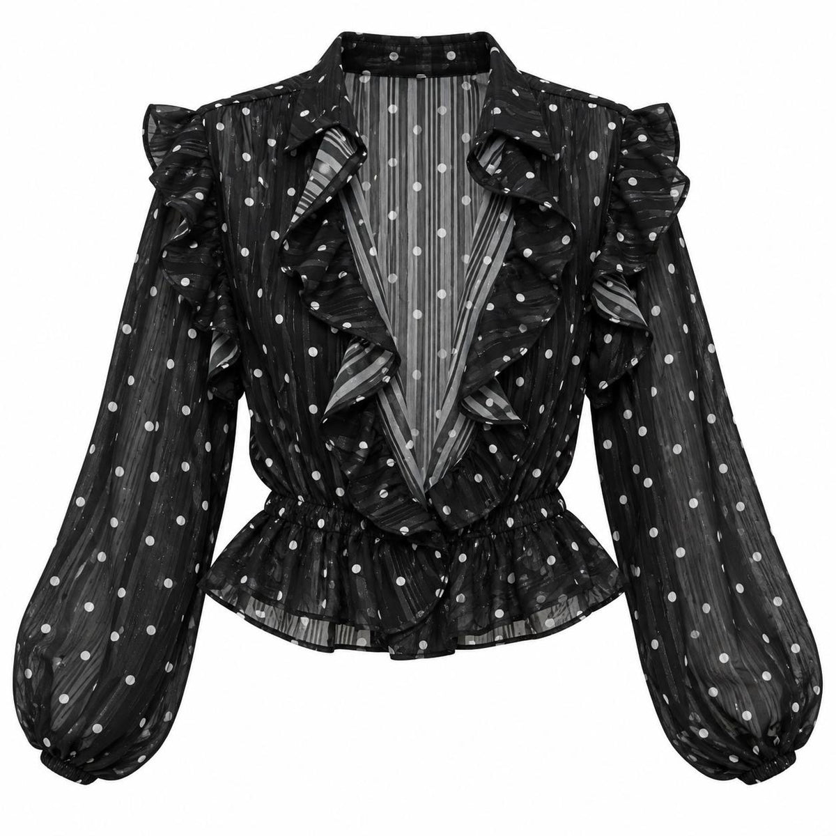 POLKA DOT RUFFLE BLOUSE
