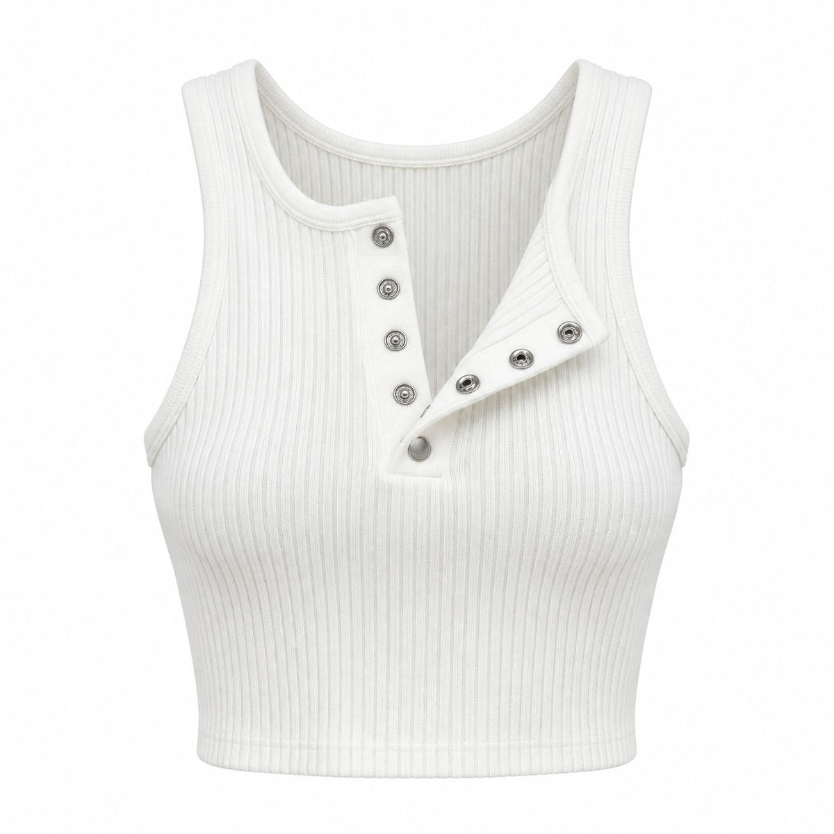 WHITE SNAP DETAIL CROP TOP