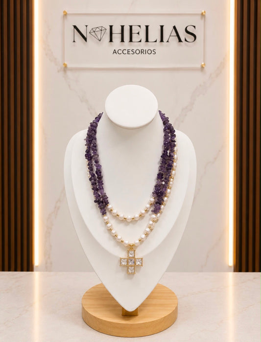 AMETHYST PEARL CROSS