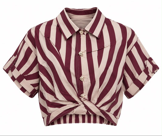 WINE STRIPE KNOT TOP