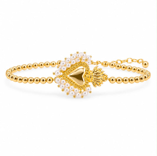 GOLDEN HEART BEADED BRACELET