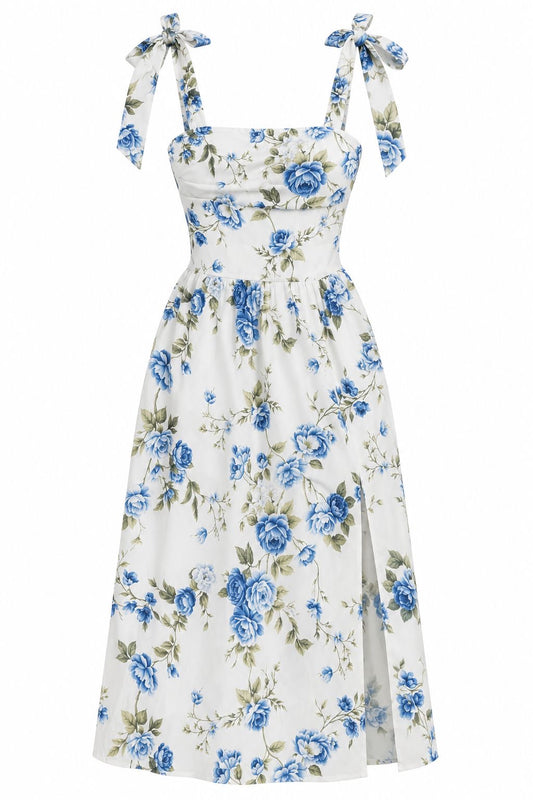 ROMANTIC BLUE ROSE MAXI DRESS
