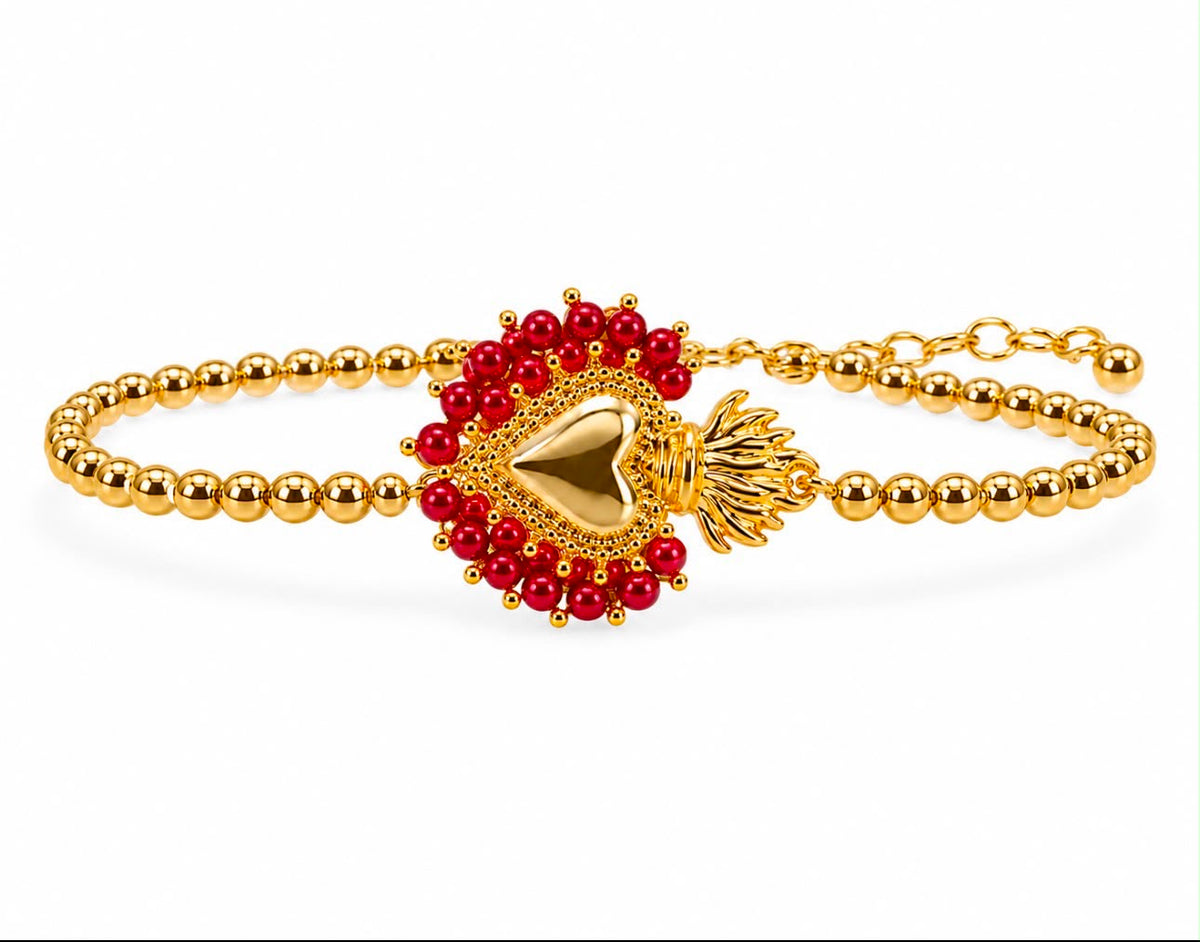 GOLDEN HEART BEADED BRACELET