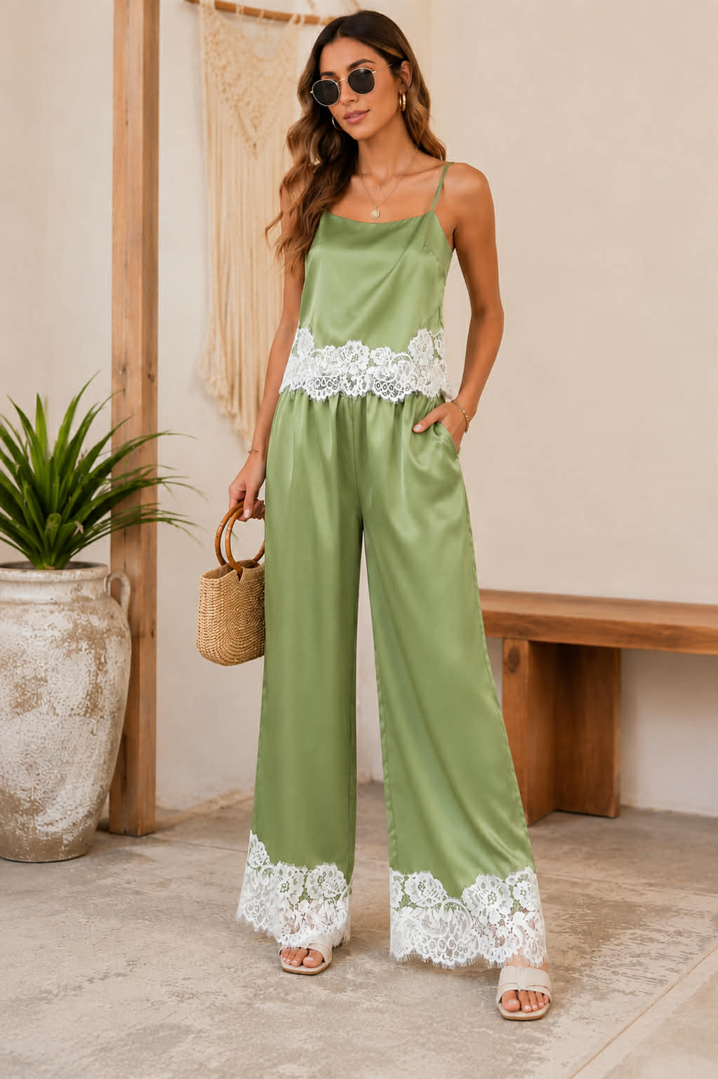 OLIVE LACE SET